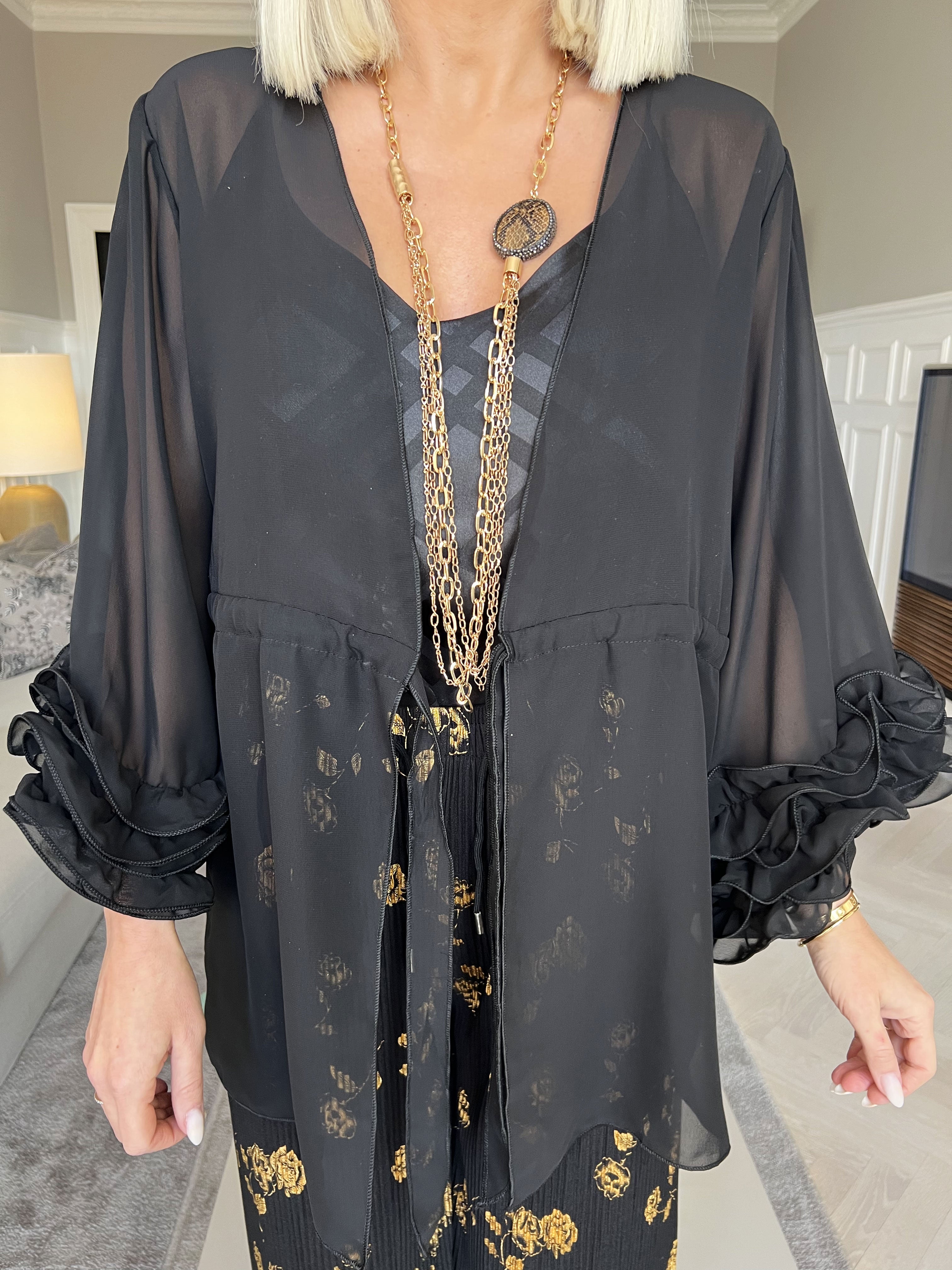 Valentine - Sød kimono i chiffon med bindebånd